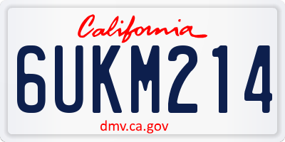 CA license plate 6UKM214