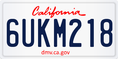 CA license plate 6UKM218