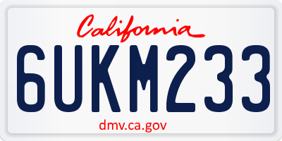 CA license plate 6UKM233