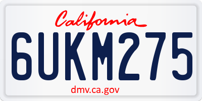 CA license plate 6UKM275