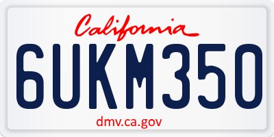CA license plate 6UKM350
