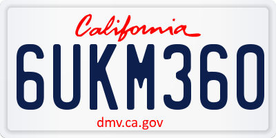 CA license plate 6UKM360