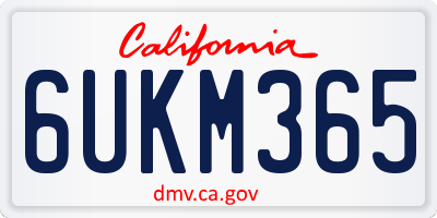 CA license plate 6UKM365