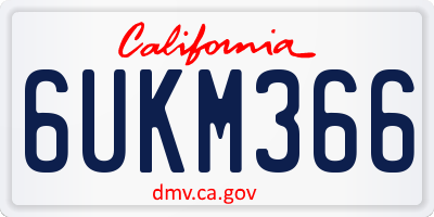 CA license plate 6UKM366