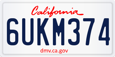 CA license plate 6UKM374