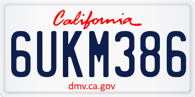 CA license plate 6UKM386