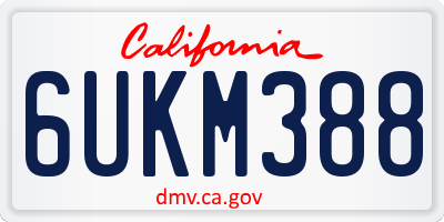 CA license plate 6UKM388