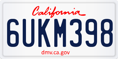 CA license plate 6UKM398