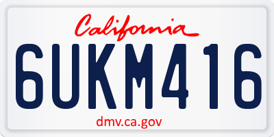 CA license plate 6UKM416