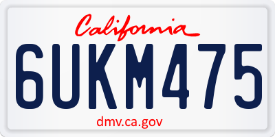 CA license plate 6UKM475