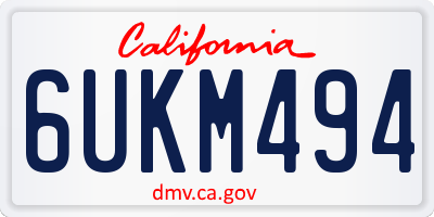CA license plate 6UKM494