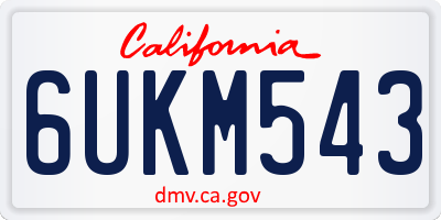 CA license plate 6UKM543