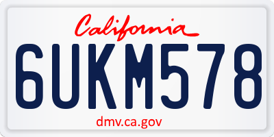 CA license plate 6UKM578