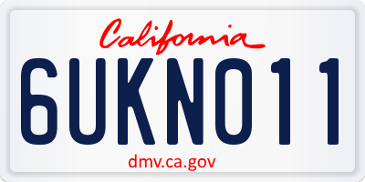 CA license plate 6UKN011