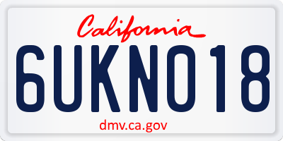 CA license plate 6UKN018