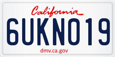 CA license plate 6UKN019