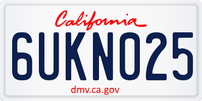 CA license plate 6UKN025