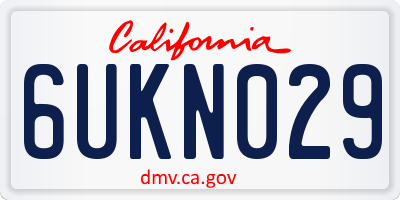 CA license plate 6UKN029
