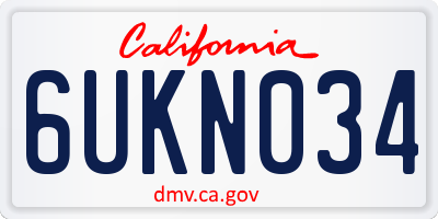 CA license plate 6UKN034