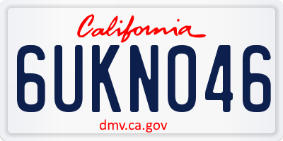 CA license plate 6UKN046