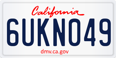 CA license plate 6UKN049