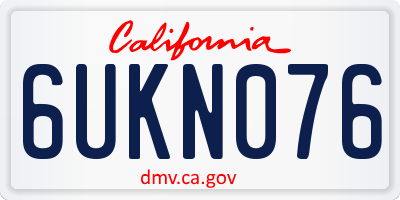 CA license plate 6UKN076