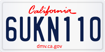 CA license plate 6UKN110