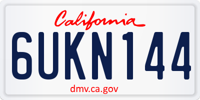 CA license plate 6UKN144