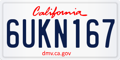 CA license plate 6UKN167