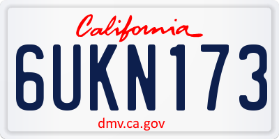 CA license plate 6UKN173