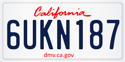 CA license plate 6UKN187