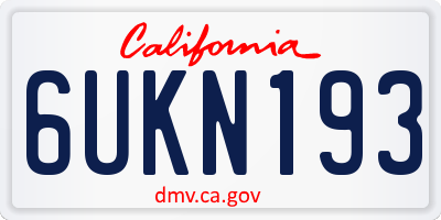 CA license plate 6UKN193