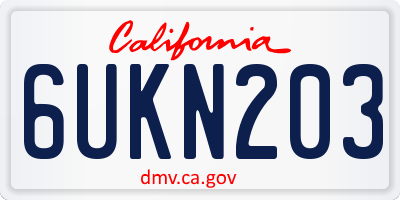 CA license plate 6UKN203