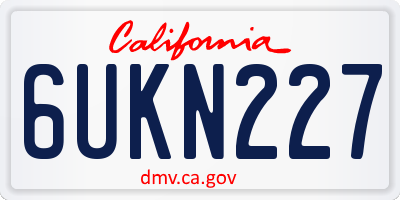 CA license plate 6UKN227