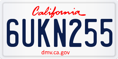CA license plate 6UKN255