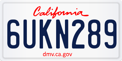 CA license plate 6UKN289