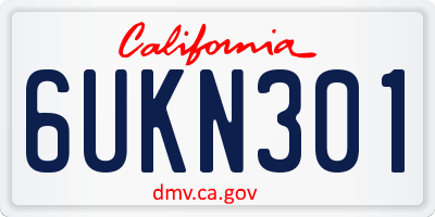 CA license plate 6UKN301