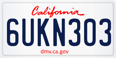 CA license plate 6UKN303