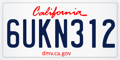 CA license plate 6UKN312