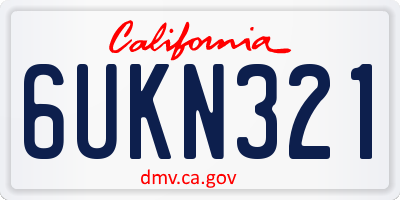 CA license plate 6UKN321