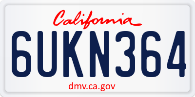 CA license plate 6UKN364