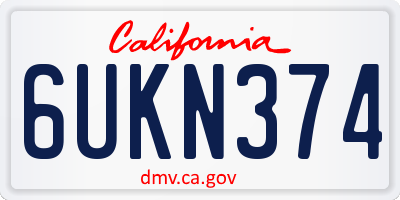 CA license plate 6UKN374