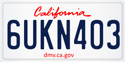 CA license plate 6UKN403