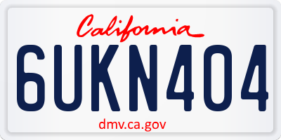 CA license plate 6UKN404