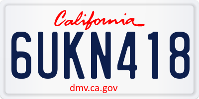 CA license plate 6UKN418