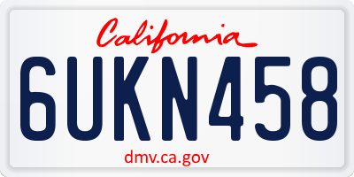CA license plate 6UKN458