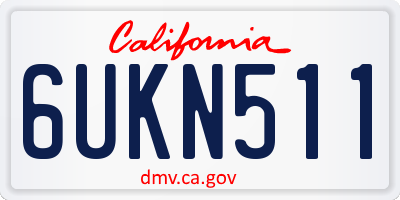 CA license plate 6UKN511
