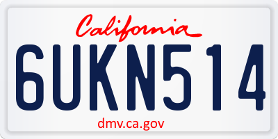 CA license plate 6UKN514
