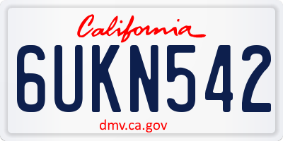 CA license plate 6UKN542