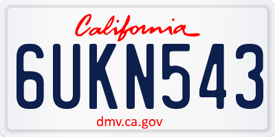 CA license plate 6UKN543